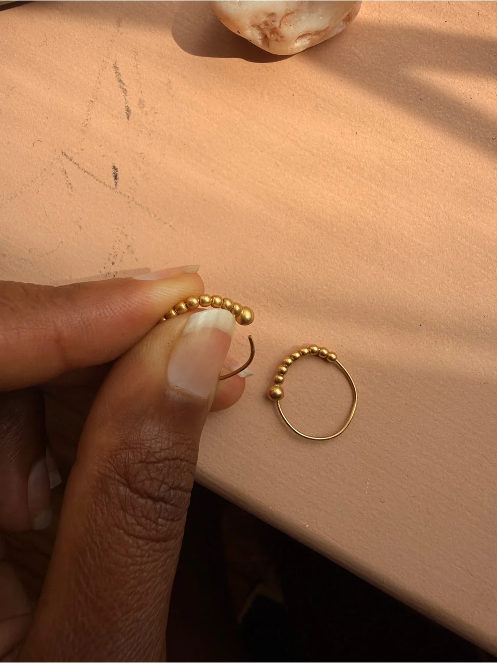 22K Gold Beaded Hoop Earrings